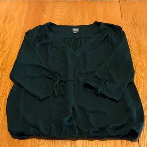 New York & Co, forest green, size L, v-neck blouse